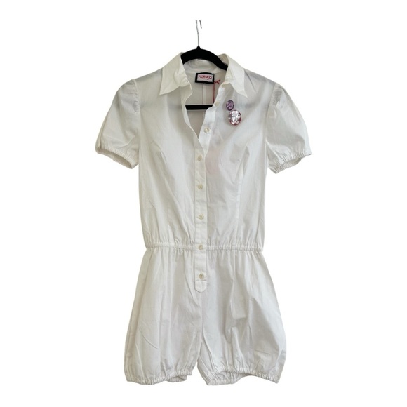 Fiorucci White button down elastic waist romper size 40 IT/4 US NWT Cotton